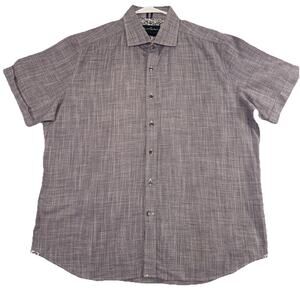 Robert Graham Modern Americana Shirt Size 2XL Purple Tailored Fit Linen Blend